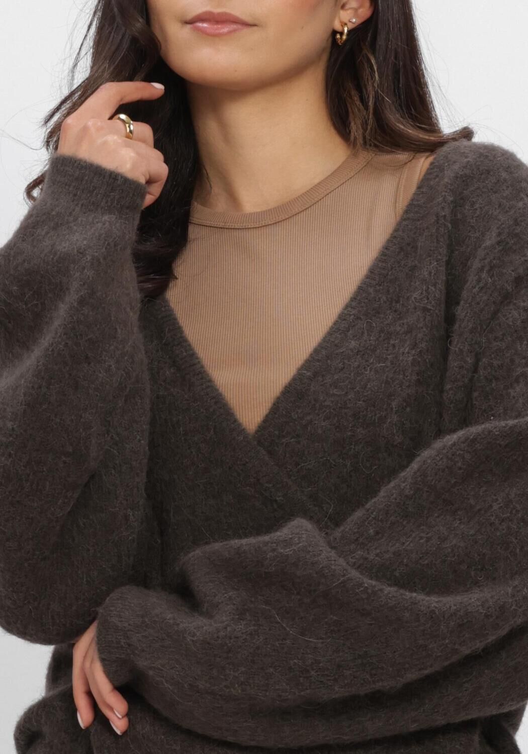 SECOND FEMALE GABBY WRAP KNIT Pulls & Gilets en noir - large