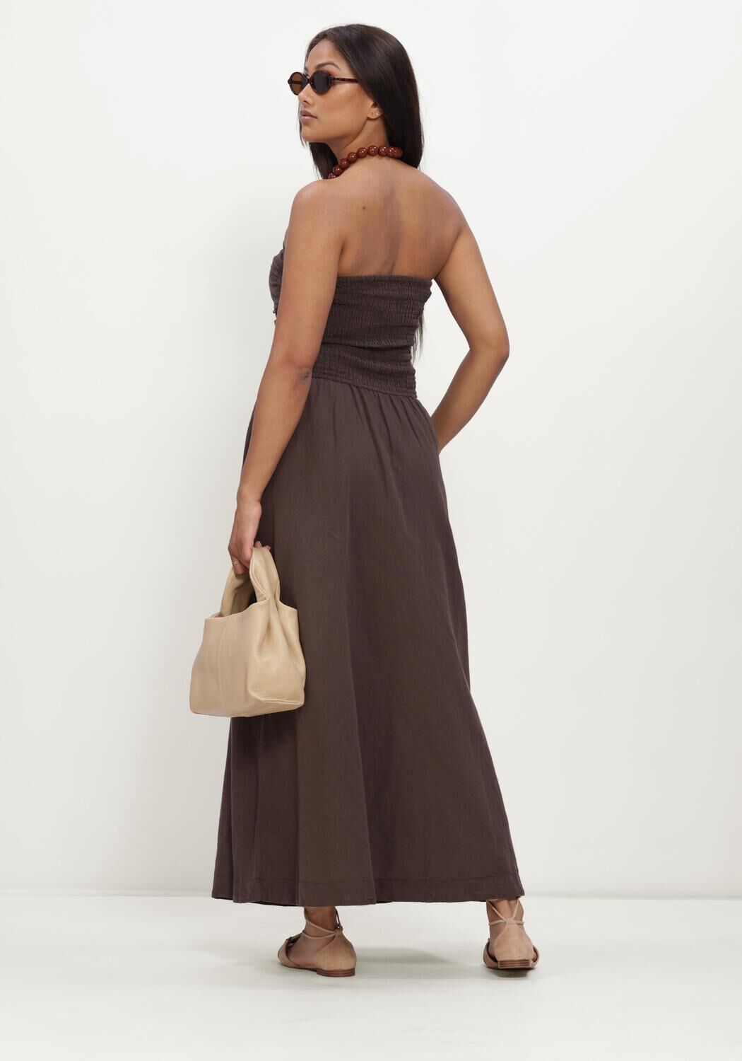 NEO NOIR KIMA LINEN DRESS Robes en marron - large