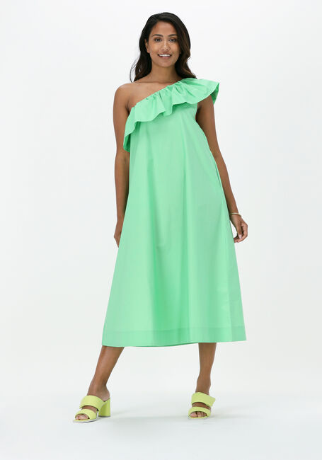 Groene SECOND FEMALE Midi jurk JUTTA ONE SHOULDER DRESS - large