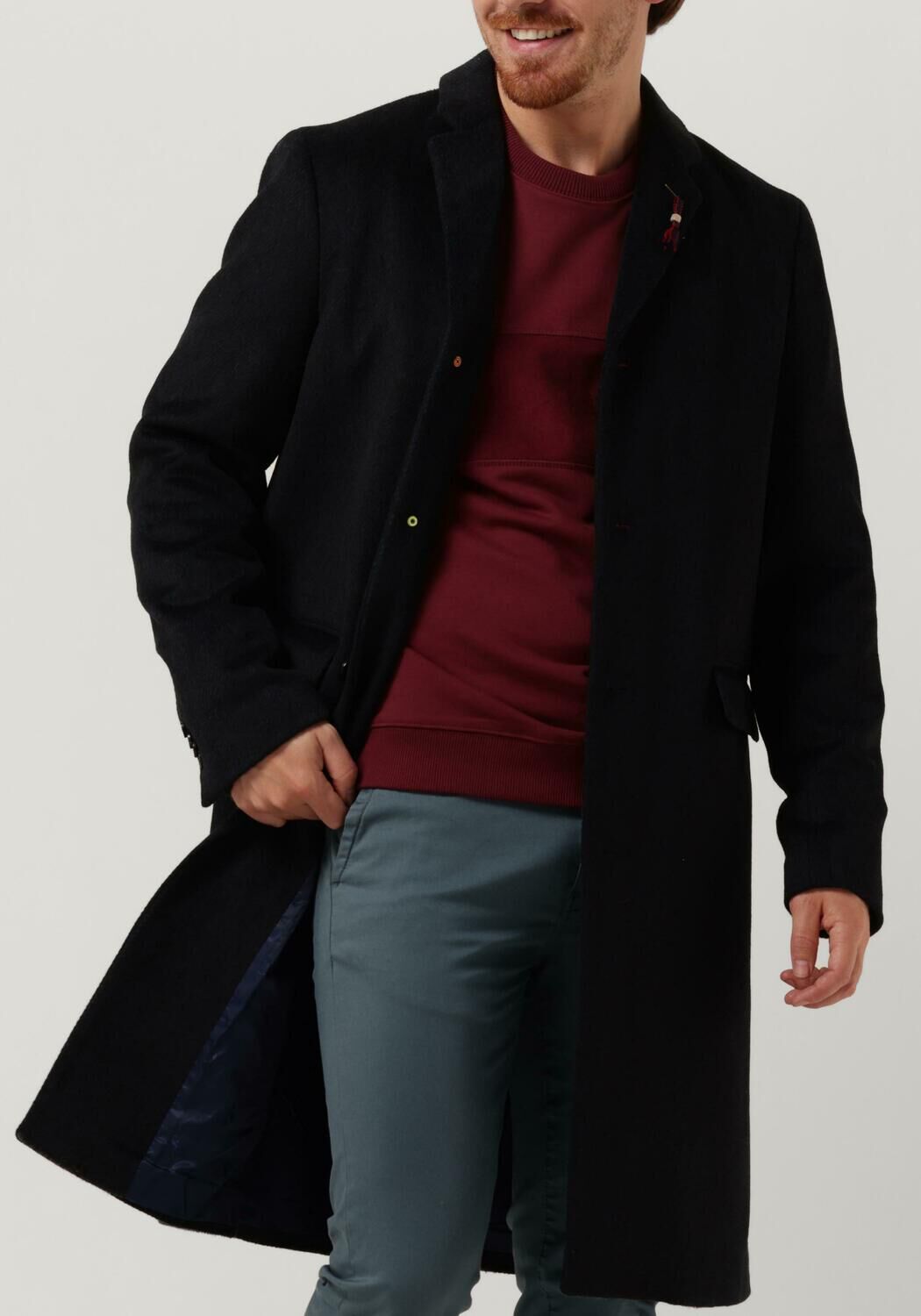 Donkerblauwe SCOTCH SODA Mantel CLASSIC WOOL BLEND OVERCOAT Omoda