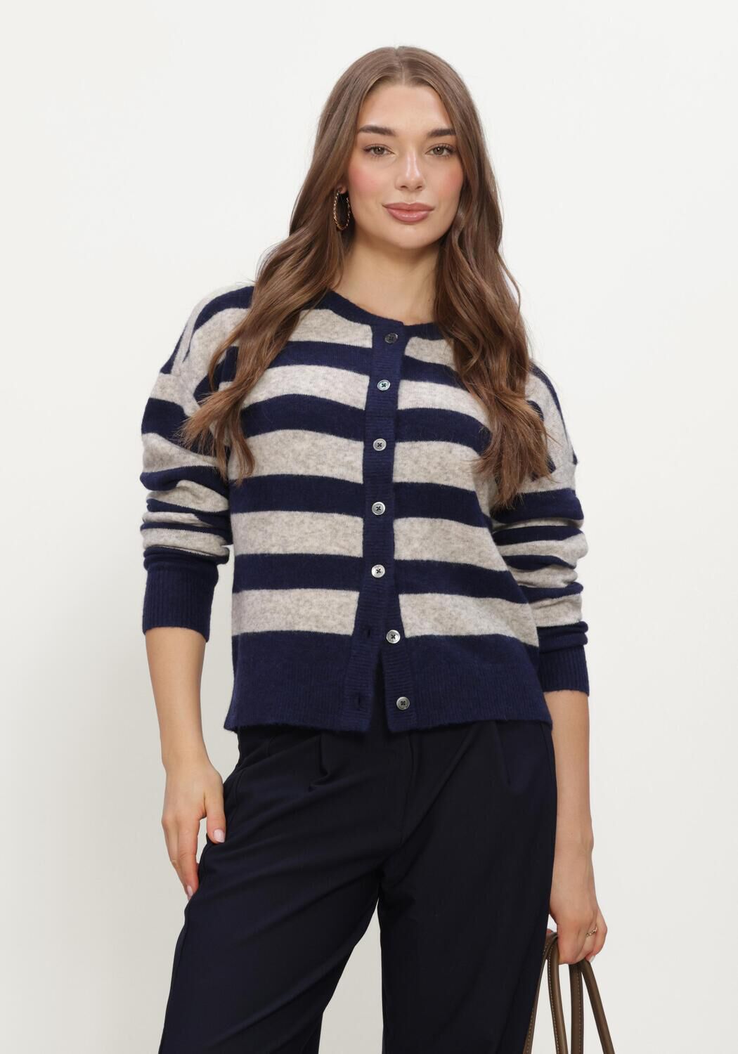 Blauwe RUBY TUESDAY Truien/vesten VIVETT STRIPE STRIPED CARDIGAN - large