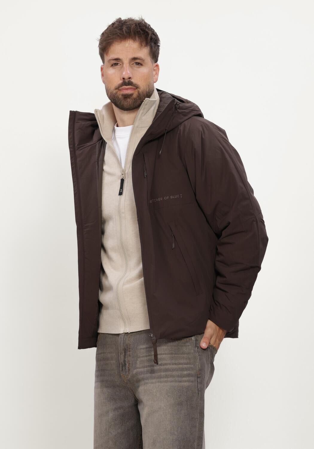 BUTCHER OF BLUE Veste matelass&eacute; LANDON JACKET en marron - large