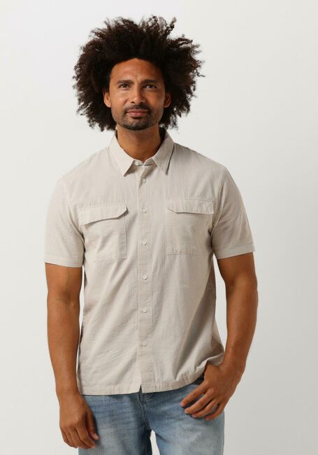 Taupe PURE PATH Casual overhemd SEERSUCKER SHORTSLEEVE SHIRT WITH CHEST POCKETS - large
