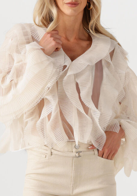 Ecru DANTE6  PHORA TULLE RUFFLED TOP - large