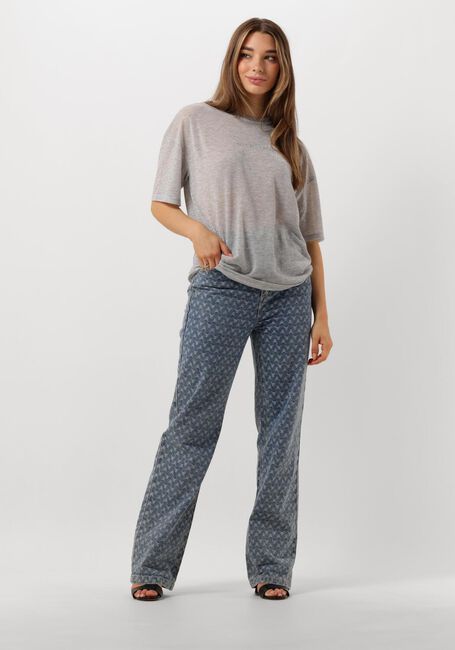 ALIX THE LABEL Haut LADIES KNITTED SHEER T-SHIRT en argent - large