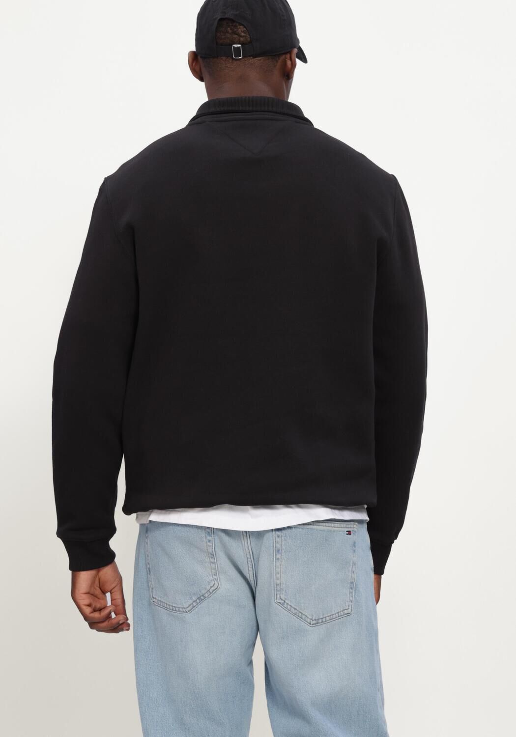 TOMMY JEANS Chandail TJM REG FLEECE 1/4ZIP MOCK NECK en noir - large