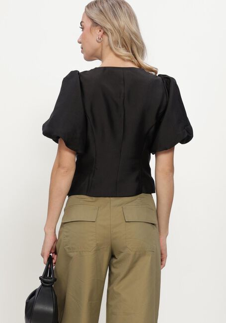 Zwarte NEO NOIR  ANELA MANDARIN DULL SATIN BLOUSE - large
