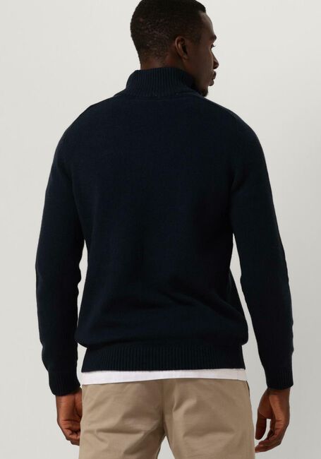 SELECTED HOMME Pull SLHREG DAN WOOL-MIX ZIP HIGH NECK OW Bleu foncé - large