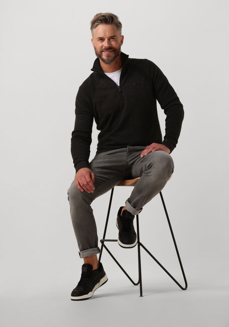 CAST IRON Pull HALF ZIP COLLAR COTTON HEATHER PLATED HALF ZIP en noir - large