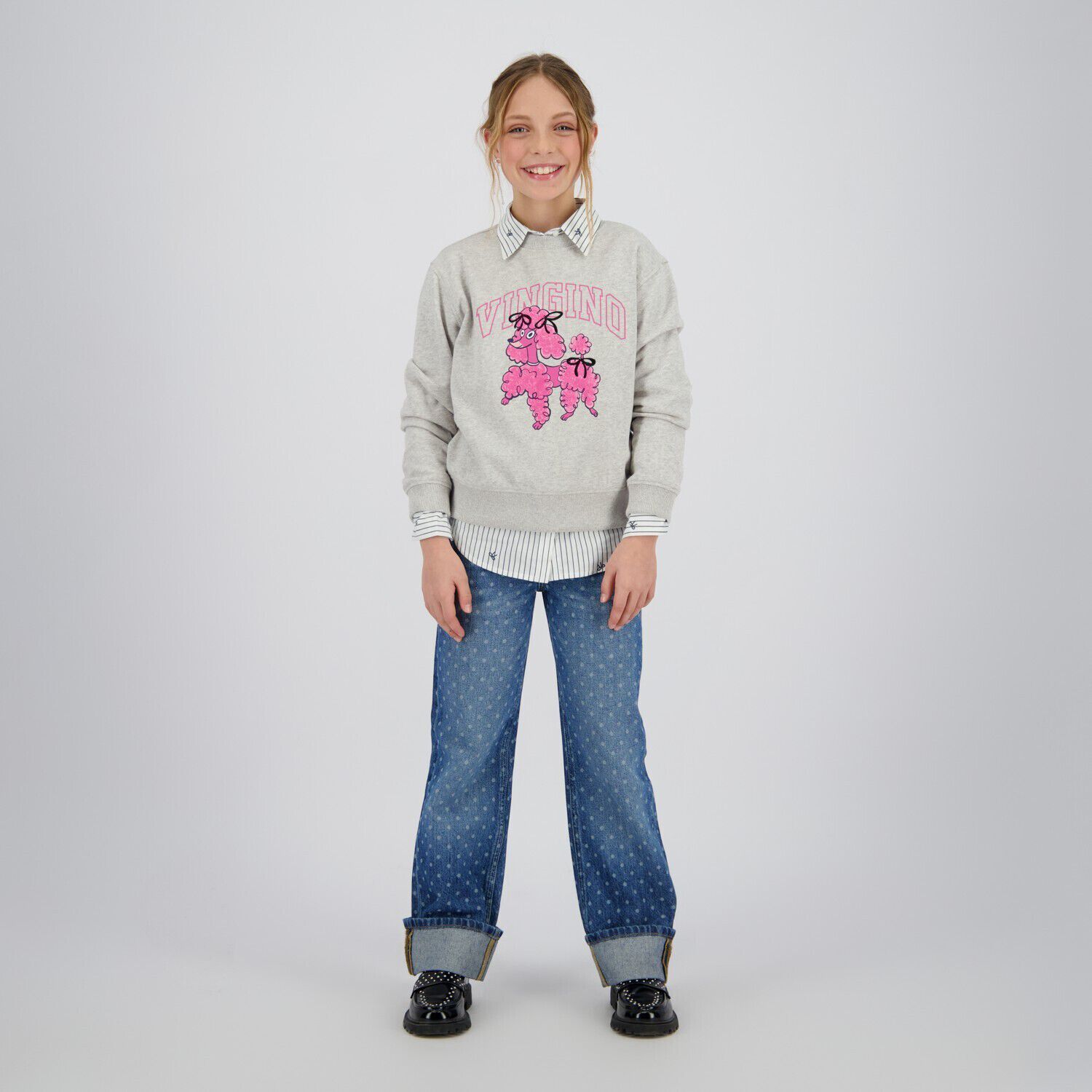 VINGINO Straight leg jeans CATO DOTS en bleu - large