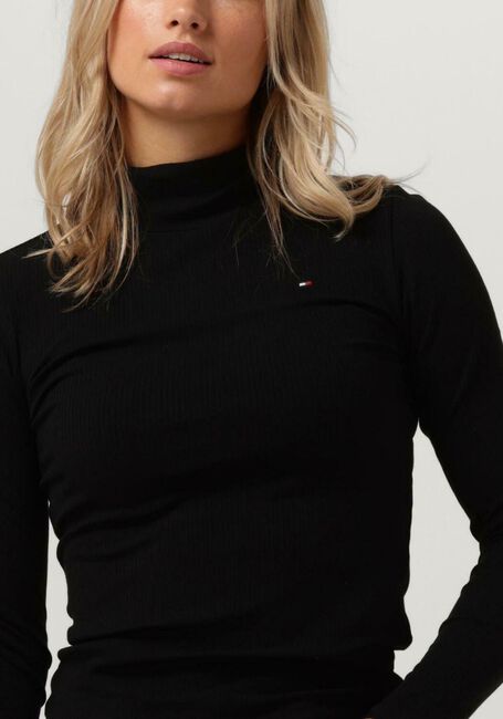 Zwarte TOMMY HILFIGER Coltrui SLIM 5X2 RIB ROLL-NK LS - large
