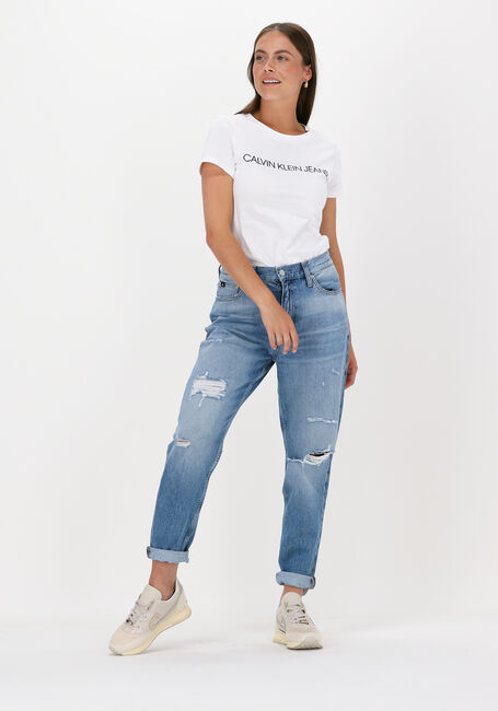 CALVIN KLEIN T-shirt CORE INSTIT LOGO SLIM FIT TEE en blanc - large