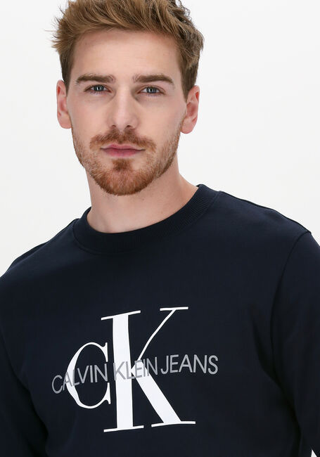 CALVIN KLEIN Chandail ICONIC MONOGRAM CREWNECK en bleu - large