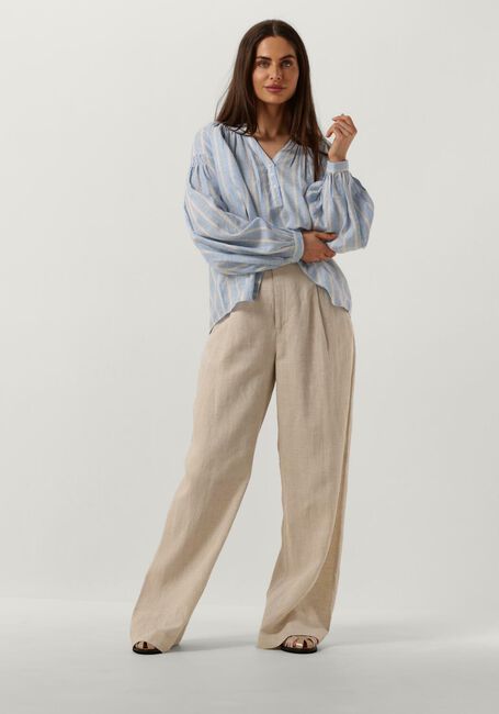 Lichtblauwe MOS MOSH  SAFI STRIPED LINEN SHIRT - large