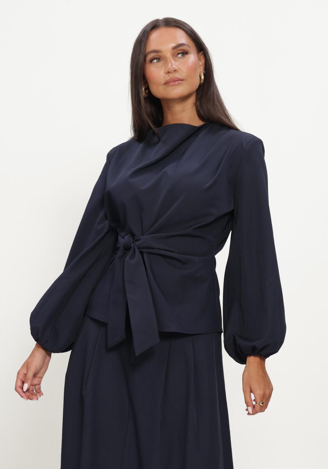 Donkerblauwe CO'COUTURE  LUNACC TIE BLOUSE - large