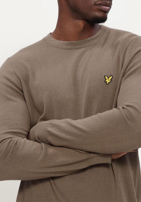 Taupe LYLE & SCOTT Trui COTTON MERINO CREW NECK JUMPER - large