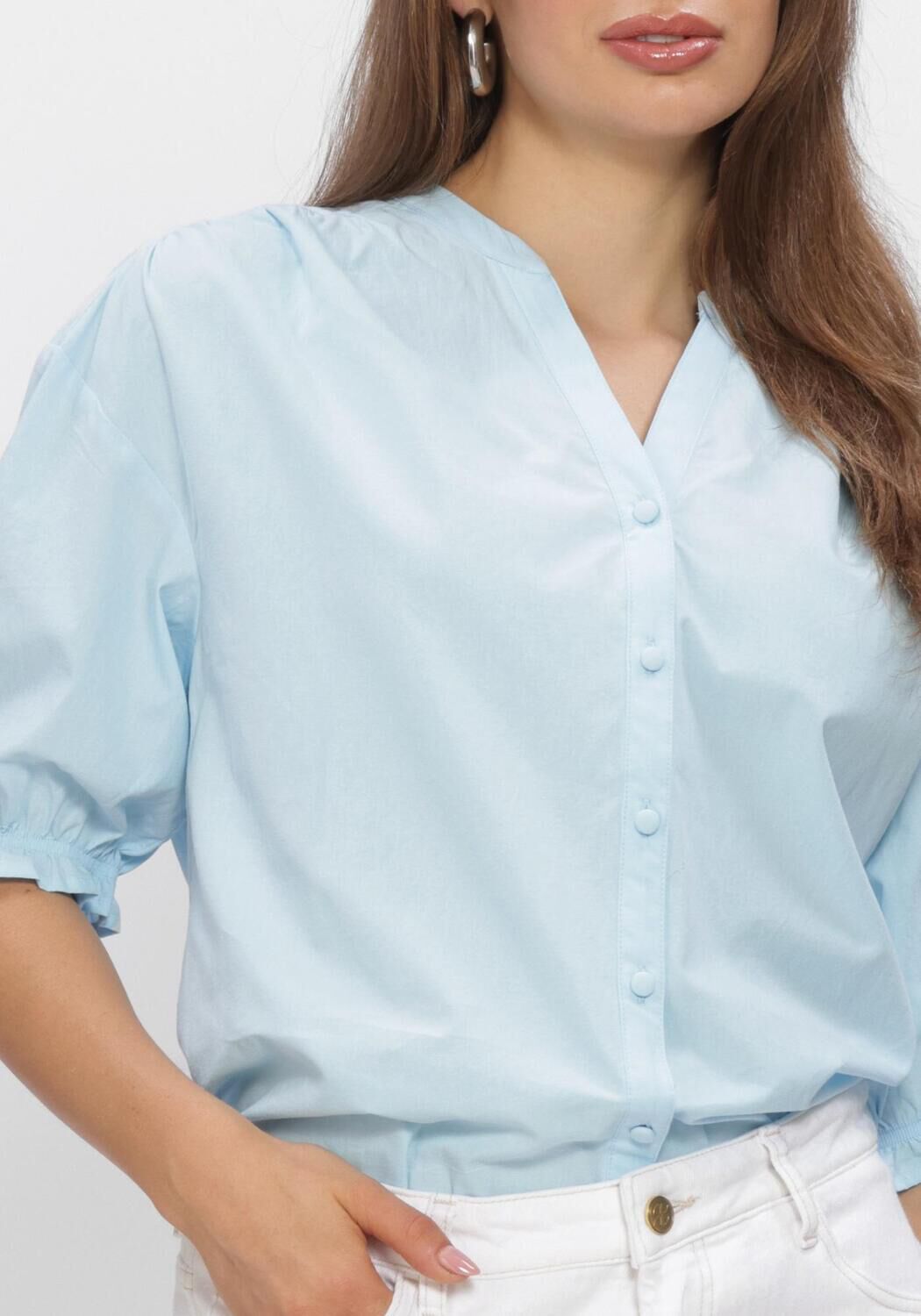 Blauwe MSCH COPENHAGEN  MSCHMARCA DOTTEN 2 4 SHIRT - large
