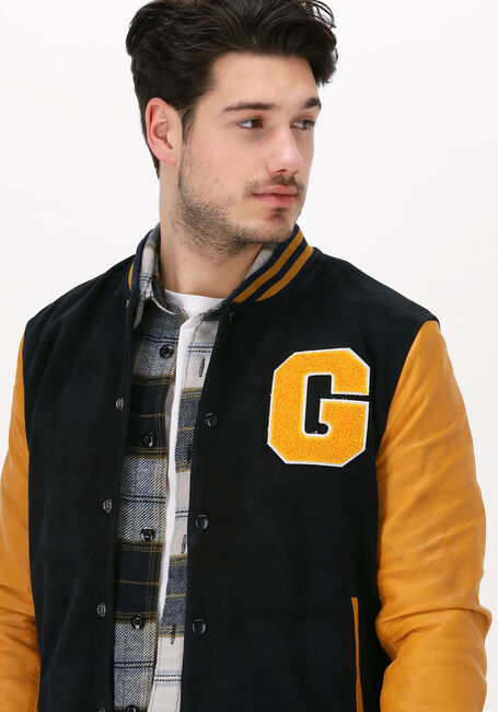 GOOSECRAFT Veste en cuir BOB BOMBER en bleu - large