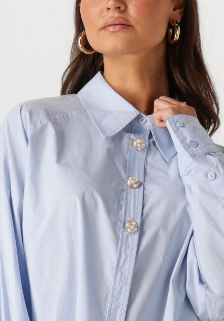 Blauwe SUMMUM  FANCY BUTTON BLOUSE CRISPY POPLIN - large
