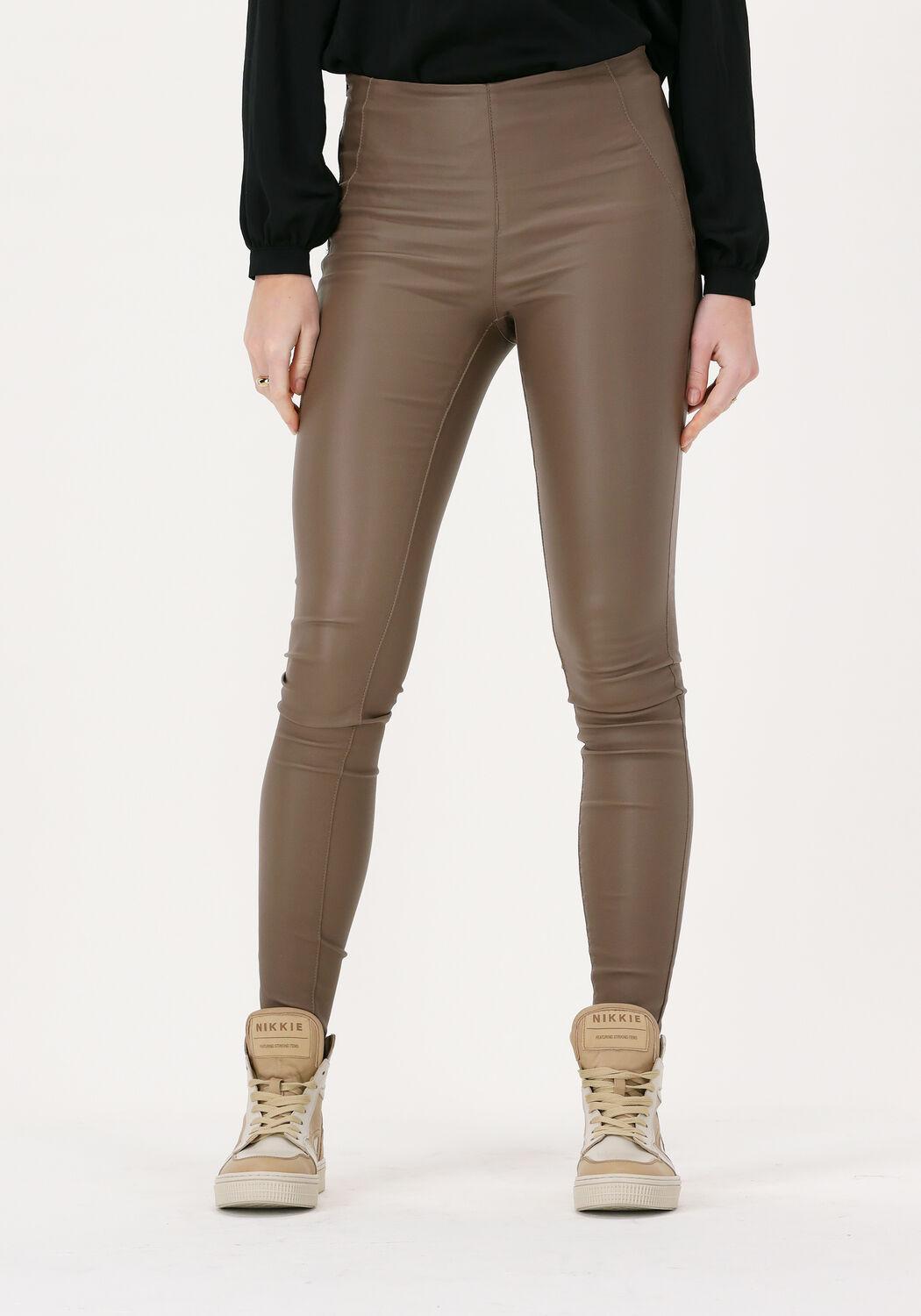 OBJECT Legging OBJBELLE MW COATED LEGGINGS NO en taupe Omoda