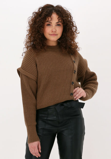 CO'COUTURE Pull ROWIE FRONT BUTTON KNIT en marron - large