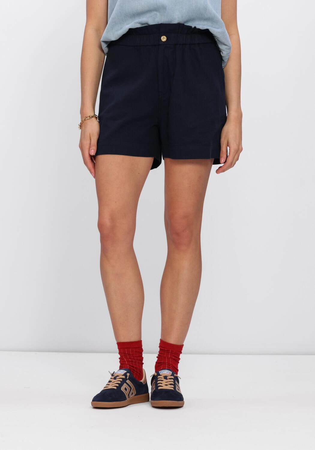 BY-BAR Pantalon courte LEON TWILL SHORT en bleu - large