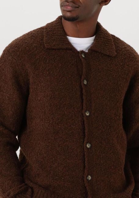 Bruine SELECTED HOMME Trui SLHLOYD LS KNIT BOUCLE POLO - large