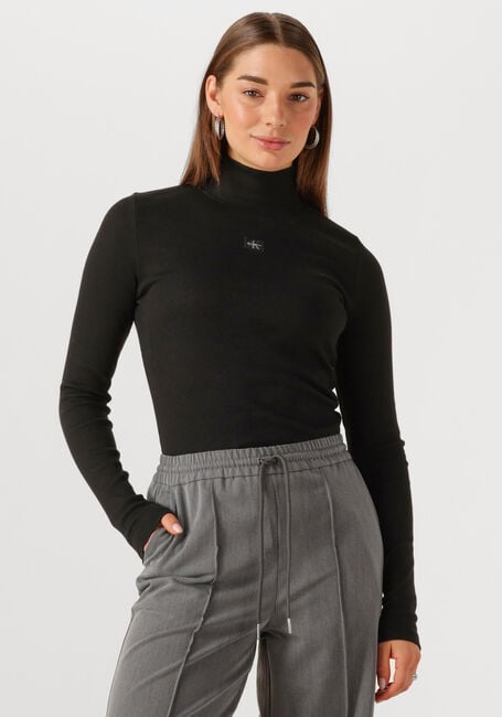 Zwarte CALVIN KLEIN Coltrui LS WOVEN LABEL TURTLENECK - large