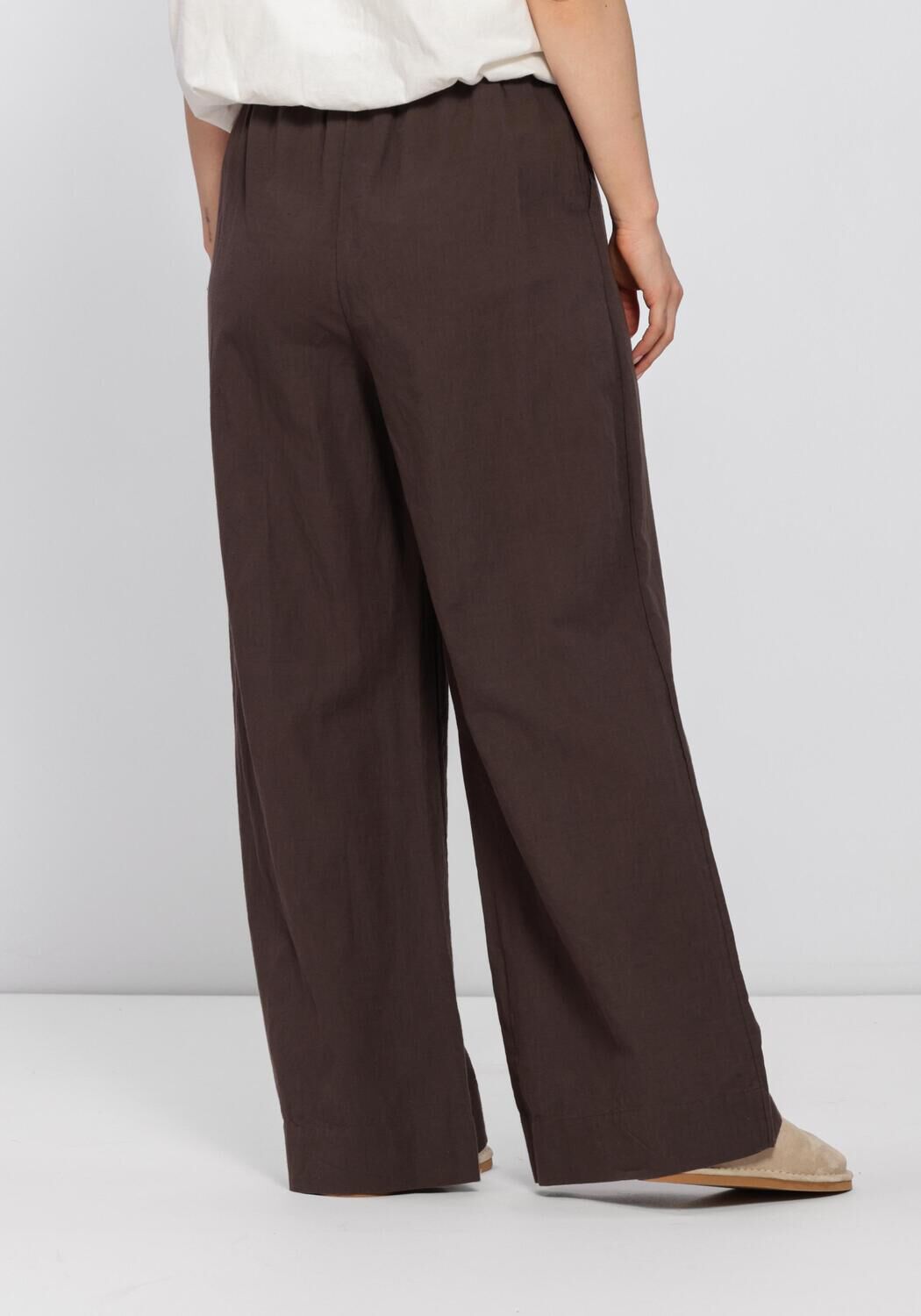 Bruine NEO NOIR Broeken/jumpsuits HEIFA LINEN PANTS - large