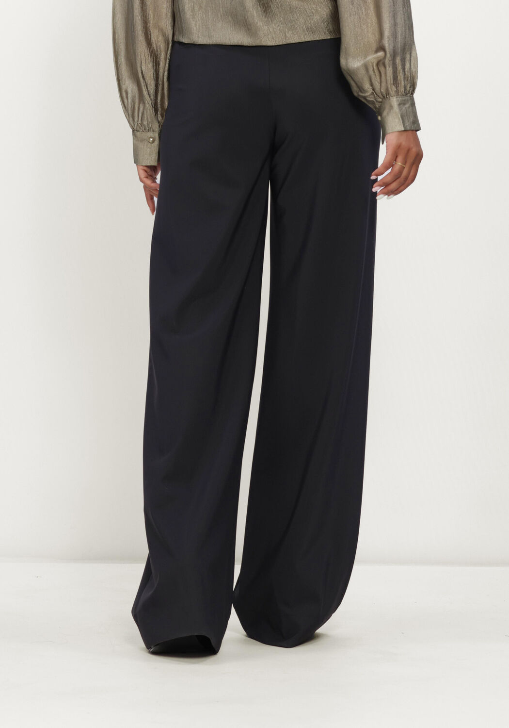 Zwarte STUDIO ANNELOES Wijde broek Lexie LONG bonded trousers - large