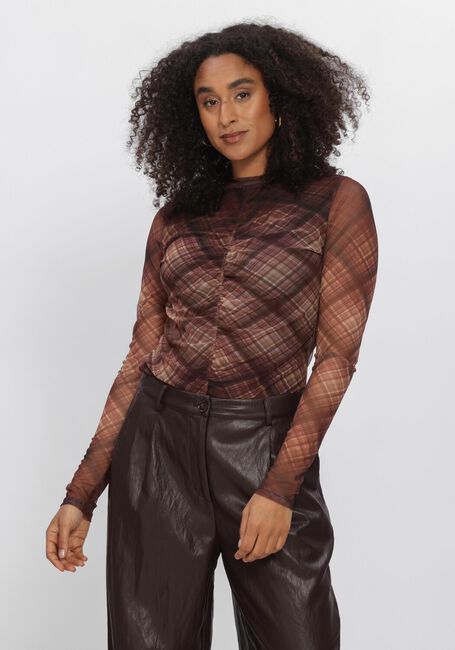 SUMMUM Pull DIAGONAL CHECK ON MESH TOP en marron - large