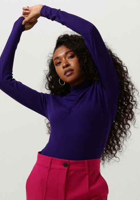 JANSEN AMSTERDAM Col roulé CJ198 CREPE JERSEY TOP WITH WRINKLING AT TURTLE NECK en violet - large
