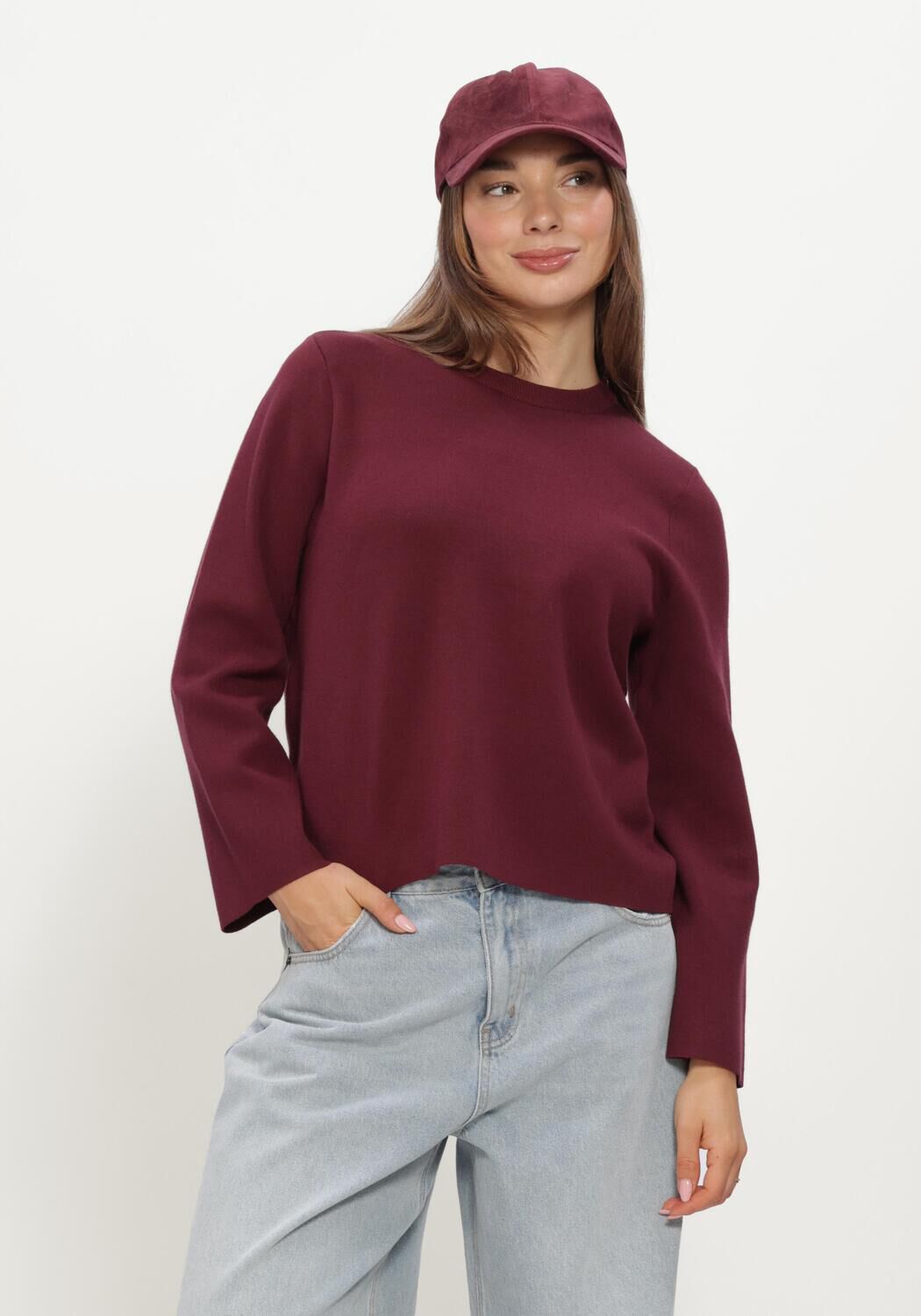 Bordeaux OBJECT Trui OBJREYNARD O-NECK PULLOVER - large