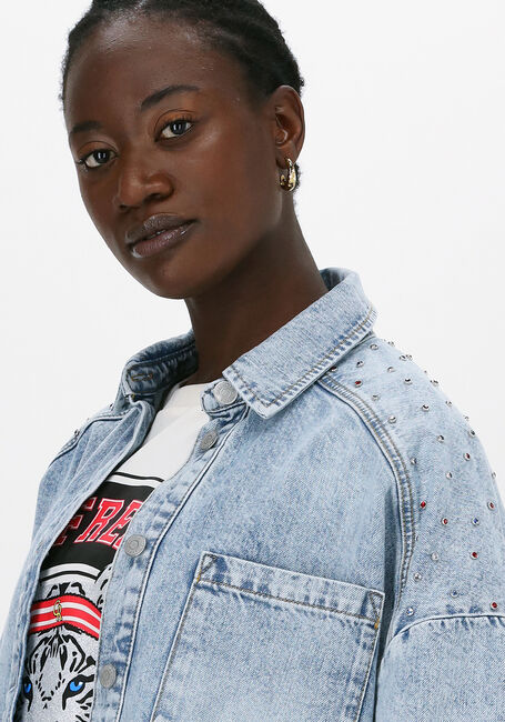 Blauwe COLOURFUL REBEL  TEDDY RINESTONES DENIMBLOUSE - large