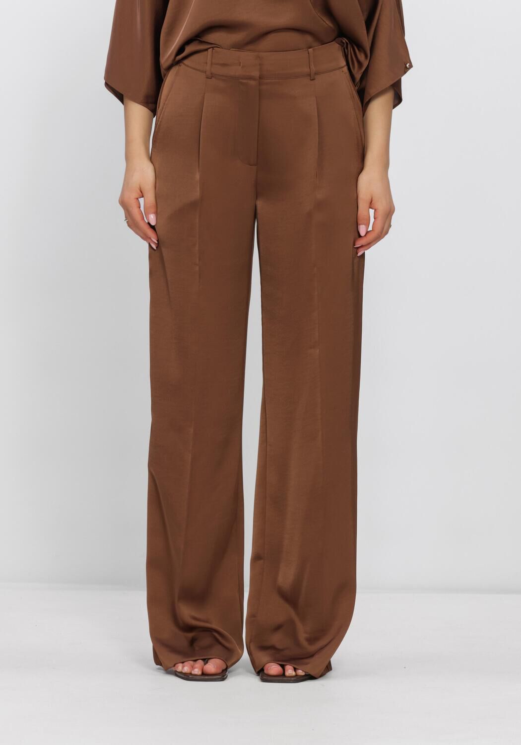 DANTE6 JULES SATIN SMART PANTS Pantalons en marron - large