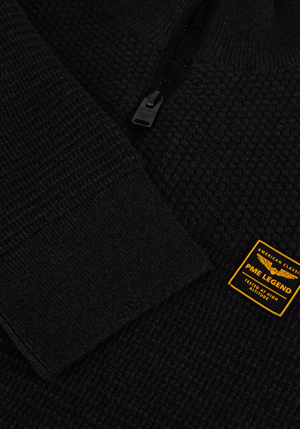 Zwarte PME LEGEND Trui HALF ZIP COLLAR COTTON MOULINE - large