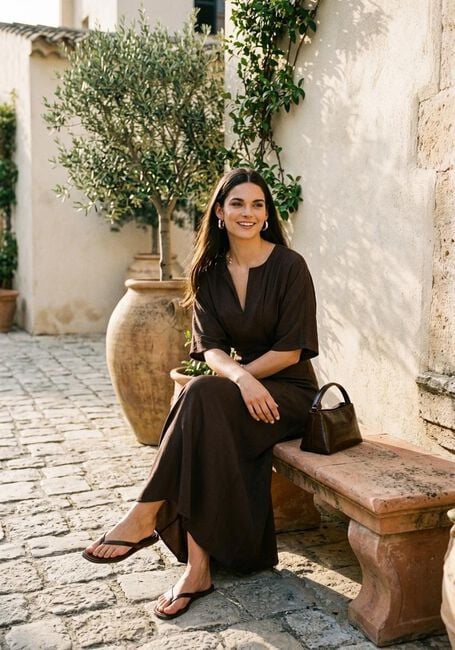 COPENHAGEN MUSE Robe maxi CMVIANNA-DRESS en marron - large