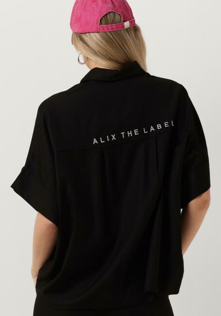 Zwarte ALIX THE LABEL  LADIES WOVEN LINEN OVERSIZED BLOUSE - large