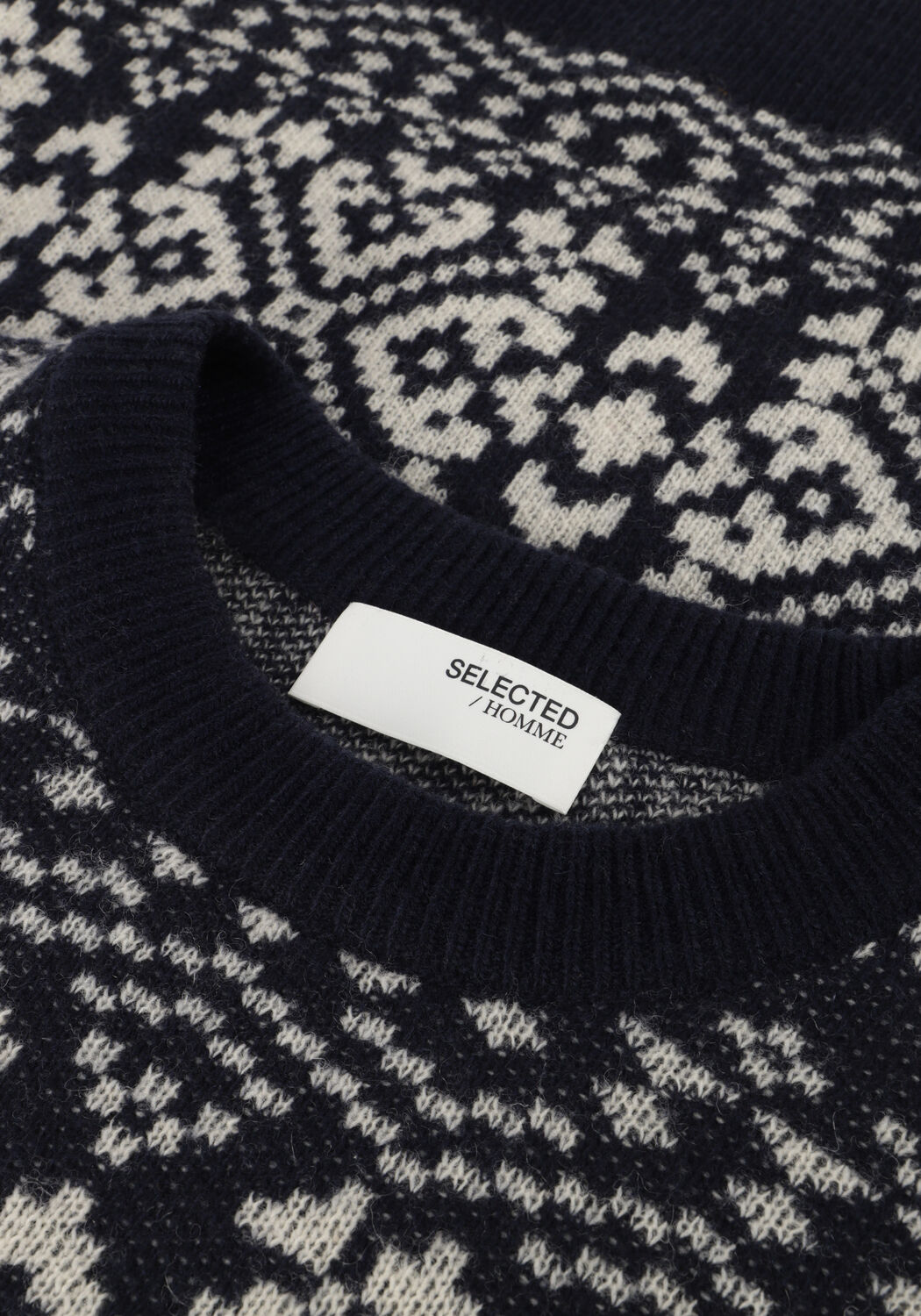 SELECTED MEN Pull SLHHOLGER LS KNIT JAQUARD CREW NECK Bleu fonc&eacute; - large