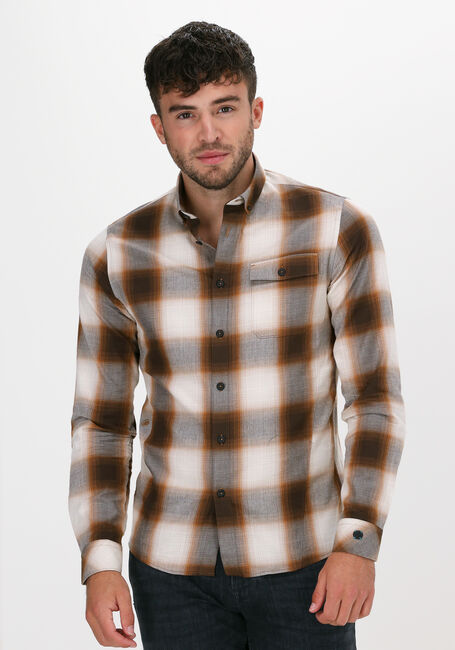Bruine CAST IRON Casual overhemd LONG SLEEVE SHIRT YD SHADOW CH - large
