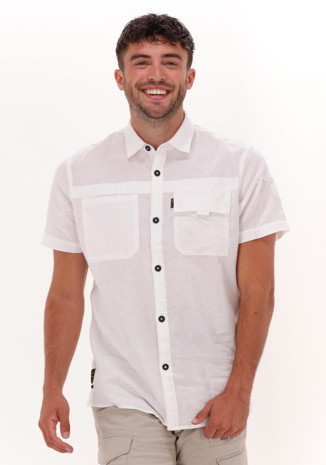 witte pme legend casual overhemd short sleeve shirt ctn linen