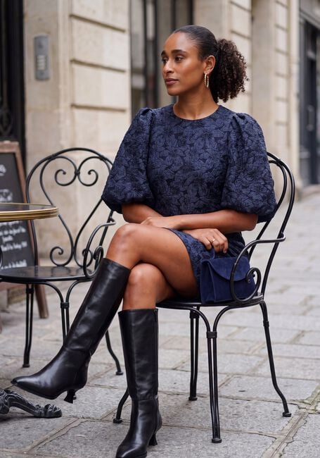 NOTRE-V Mini robe NV-IZETTE TONED BROCADE Bleu fonc&eacute; - large