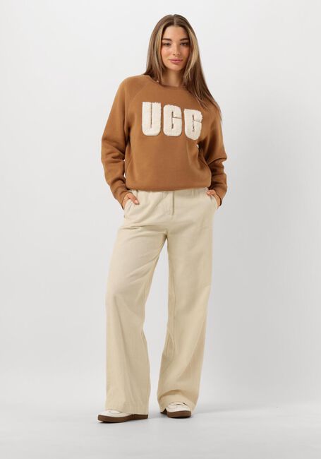 Camel UGG Sweater MADELINE FUZZY LOGO CREWNECK - large