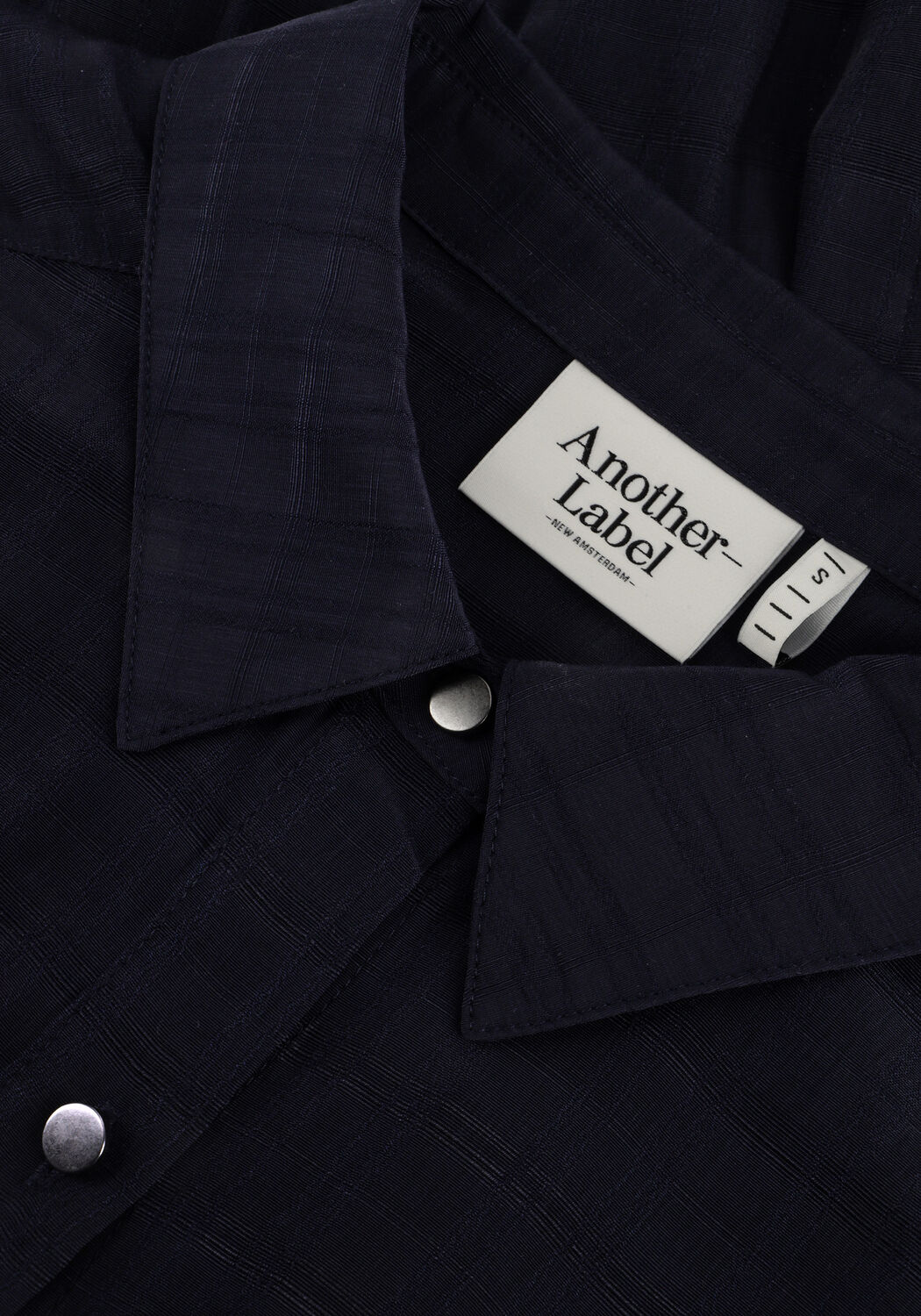 Donkerblauwe ANOTHER LABEL  ALBATHYLLE CHECK SHIRT S/S - large