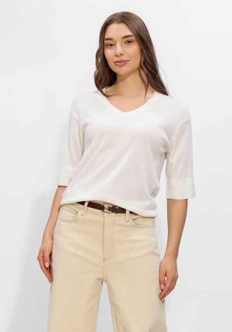 SELECTED WOMEN Pull SLFTHEA SS KNIT MERINO V-NECK Blanc - large