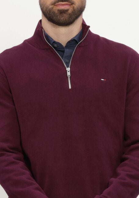 Bordeaux TOMMY JEANS Trui TJM SLM ESS LIGHT &frac14; ZIP SWTR EXT - large