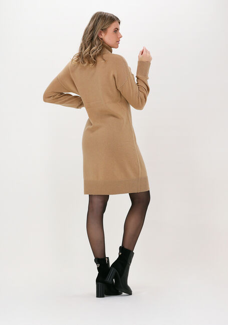 Camel TOMMY HILFIGER Mini jurk SOFTWOOL ROLL-NK KNEE DRESS LS - large