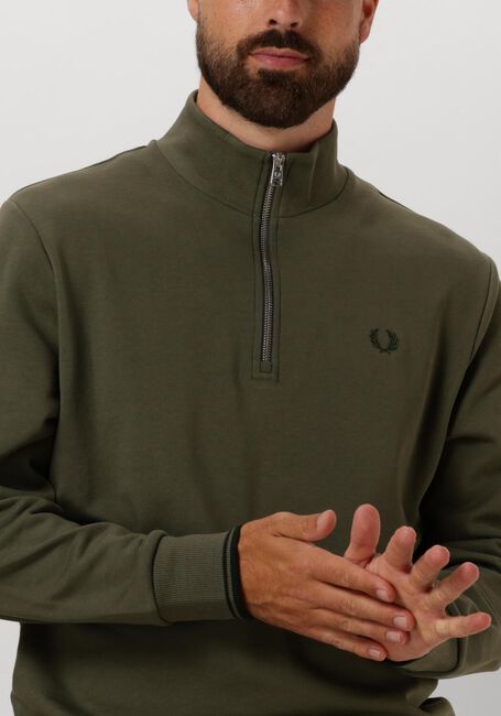 FRED PERRY Chandail HALF ZIP SWEATSHIRT en vert - large