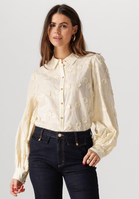 Gebroken wit SUMMUM  LONGSLEEVE BLOUSE 3D FLOWER - large