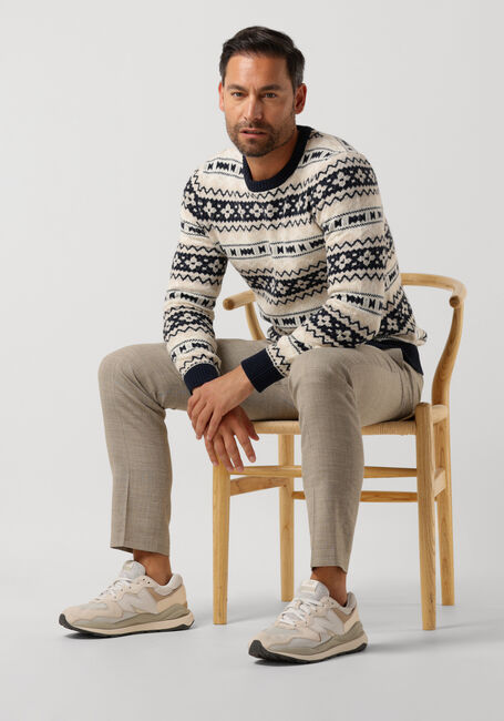 Beige SELECTED HOMME Trui FAROE LS KNIT FAIR ISLE CREW - large